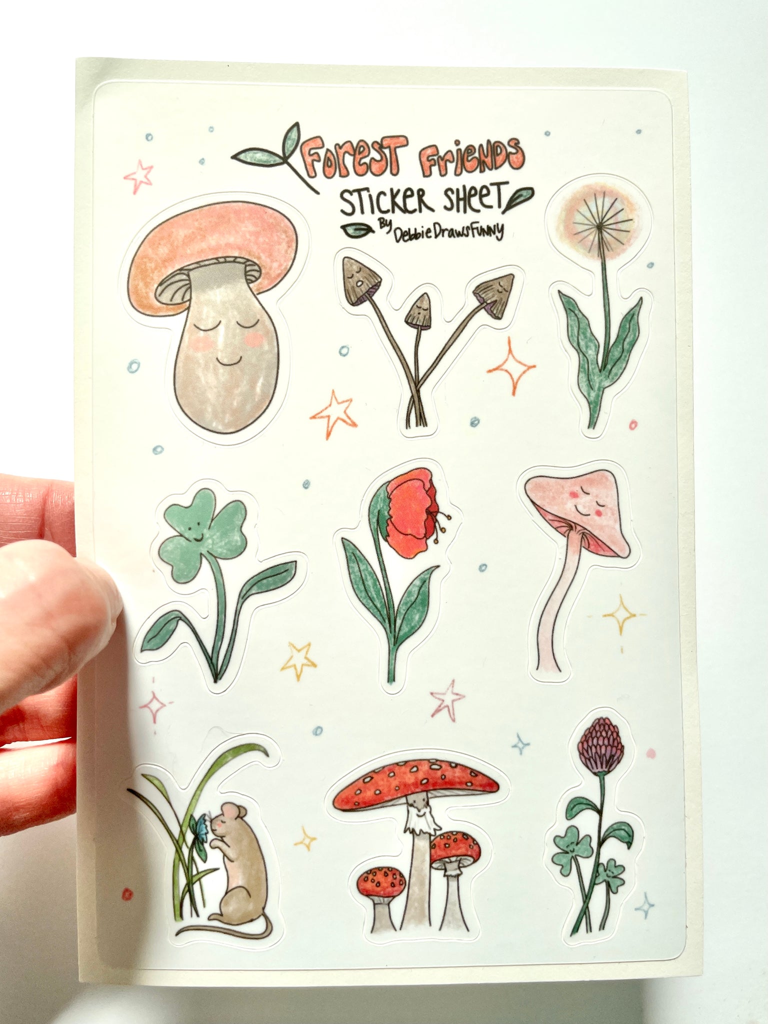 NEW! Forest Friends Sticker Sheet - Cute Cottagecore forest stickers –  Debbie Draws Funny
